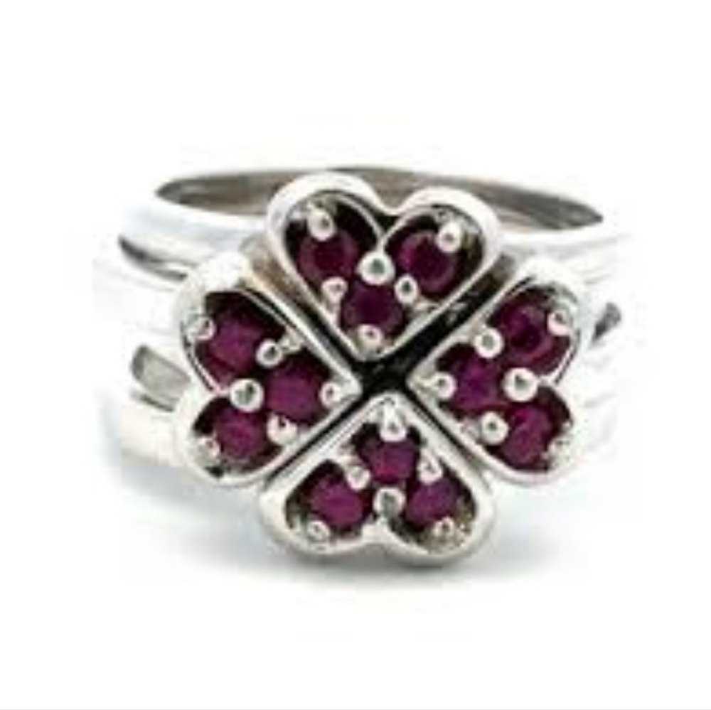 Rare Vintage Rhodolite Garnet Rings. 4 Seperate Bands in Sterling Silver! Sz 7!